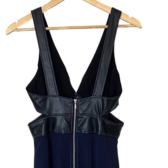 ANTHROPOLOGIE Faux Leather Cut-Out Sleeveless V-Neck A-LIne Midi Dress, Size 4 - Picture 9 of 16